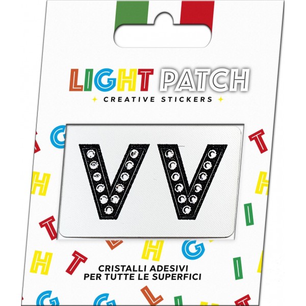Light Patch Lettere V V Sticker Cristalli Nero Cry miglior