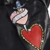Women's eco-leather jacket with patches and crystals sale