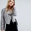 Women's eco-leather jacket in metallic gray sale online, best